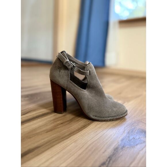 Frye Womens Gray Suede Stacked Block Heel Margaret Shootie Mary Jane Boots Size - Picture 2 of 13